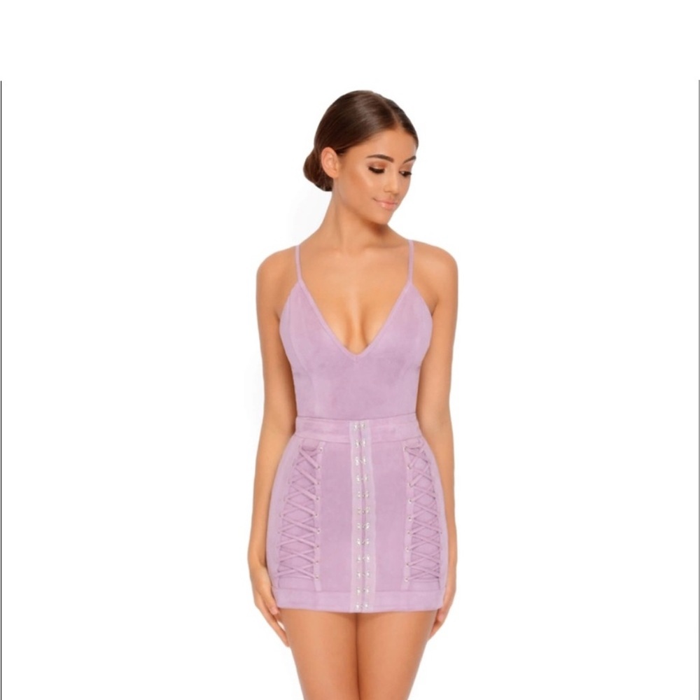NWT Lavender Lace-Up Skirt Set